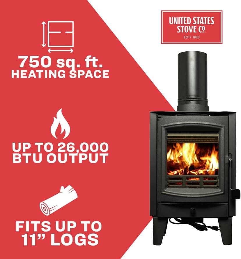 US STOVE 750 SQ FT STOVE, 75% EFFICIENT