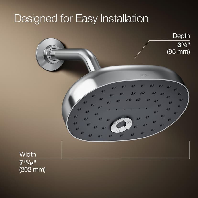 KOHLER 26290-CP Statement Three-Function SHOWERHEAD, Maximum Spray Performance with Mode Selector Buttons, Polished Chrome, 2.5 GPM