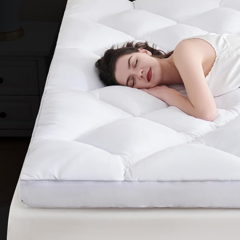 DOWNCOOL 3 Inch Queen Mattress, Ultra Thick and Fluffy Supportive Memory Foam Mattress Topper for Body Pain, Pad with Breathable Mesh Design for Deep Sleep, 80x60x3 Inches