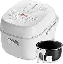 TOSHIBA Mini Rice Cooker, 3 Cups Uncooked Small Rice Cooker, Steamer & Warmer, With Fuzzy Logic And One-Touch Cooking, 24 Hour Delay Timer And Auto Keep Warm Feature, White