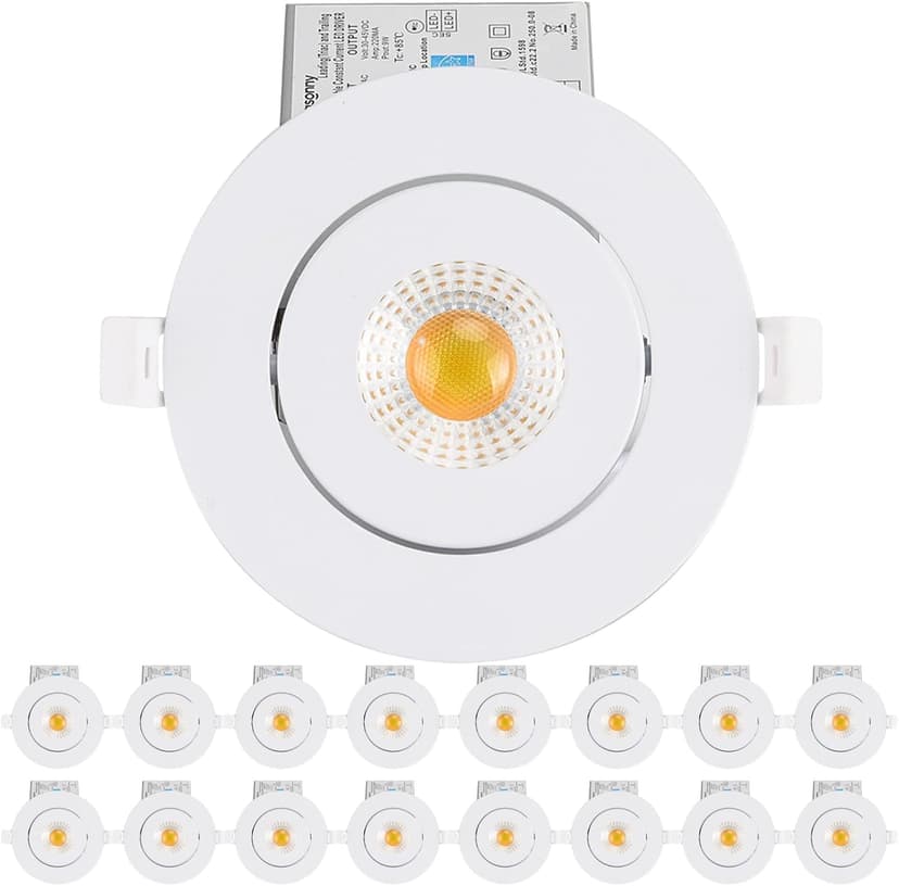 16 Pack Led Recessed Light 4 Inch,Adjustable Eyeball Gimbal, LED Recessed Lighting with Junction Box 9 Watts 750Lm Dimmable Ceiling Light ETL Listed (2700K/3000K/3500K/4000K/5000K Option)