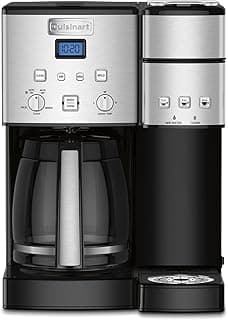 Cuisinart Single Serve + 12 Cup Coffee Maker, Offers 3-Sizes: 6-Ounces, 8-Ounces and 10-Ounces, Stainless Steel, SS-15P1