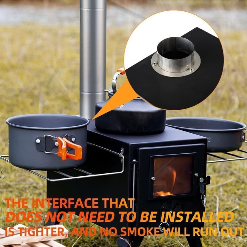Hot Tent Stove,AVOFOREST Wood Burning Stove,Small Wood Stove with 7 Stainless Chimney Pipes for Outdoor Heating & Cooking, Ice Fishing, Hunting