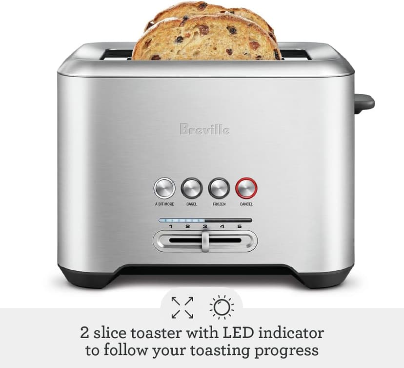 Breville Bit More Toaster 2 Slice BTA70XL, Brushed Stainless Steel