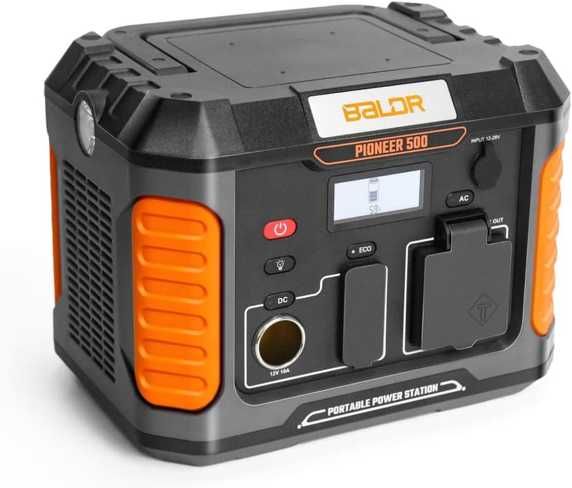 BALDR Portable Power Station, 500W Output, 288Wh Capacity, AC Outlet, USB Ports, Solar Charging Generator for Home Camping Emergency Use.…
