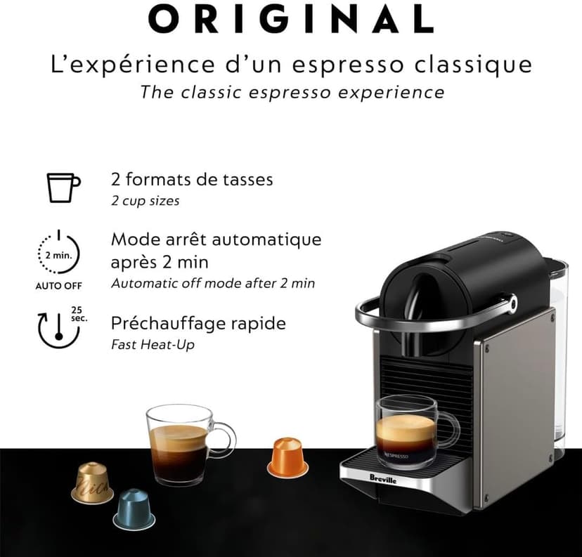 Breville-Nespresso USA BEC420TTN1AUC1 Pixie Espresso Machine, Titan