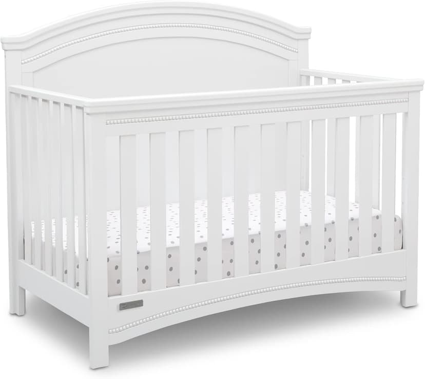 Delta Children Simmons Kids SlumberTime Emma 4-in-1 Convertible Baby Crib N More - Greenguard Gold Certified, Bianca White