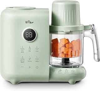 Bear 2025 Baby Food Maker with Two Layer Steam Baskets, Multifunction Baby Food Processor Steamer Puree Blender, Baby Food Mill with Bottle Warming Sterili-zing Auto Cleaning Function, BPA-Free