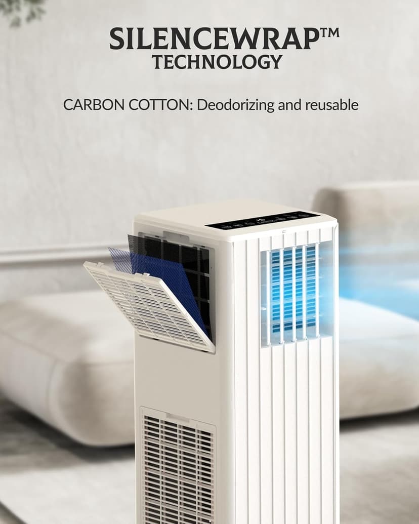 8,000 BTU Portable Air Conditioner for Indoor Rooms, 3-In-1 AC Unit for Bedroom 250-350 Sq.Ft, Dehumidifier, Fan, Sleep Mode, 24 Timer, Remote Control, Window Kits