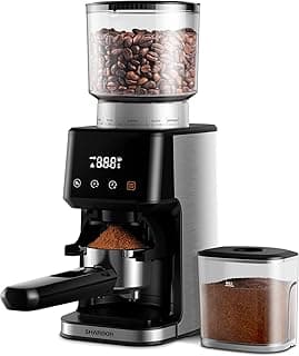 SHARDOR Conical Burr Espresso Coffee Grinder Electric with Precision Timer 2.0, Touchscreen Adjustable Burr Mill with 51 Precise Settings for Home Use, Anti-static, Stainless Steel