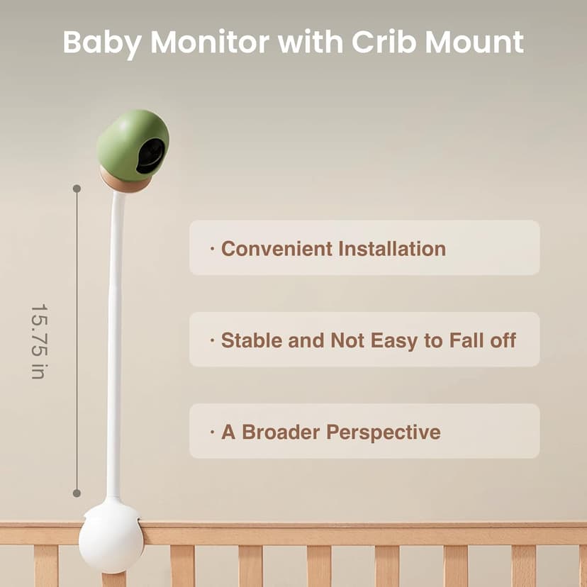 Smart Baby Camera Monitor 3K HD with No Subscription, Night Vision, 360° AI Detection, Two-Way Audio Monitor Includes Local Storage Card, Wireless WiFi Baby Monitor with Power-supportable Stand