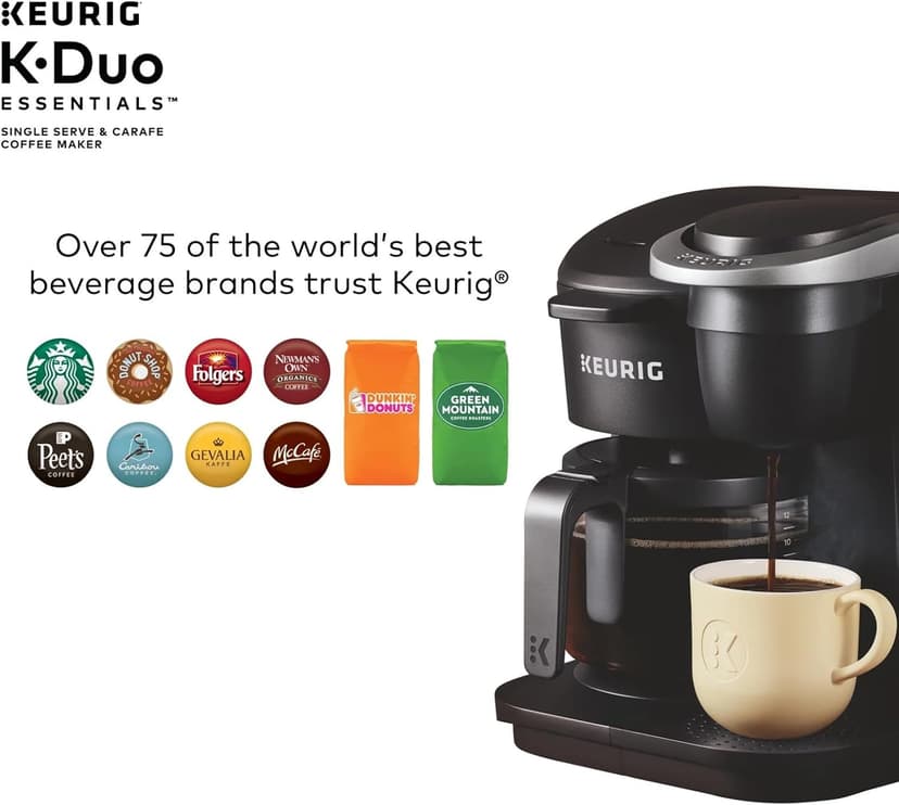 Keurig Coffee Maker, Essentials Single-Serve K-Cup Pod Coffee Maker, Black, w/Cleaning Cloth