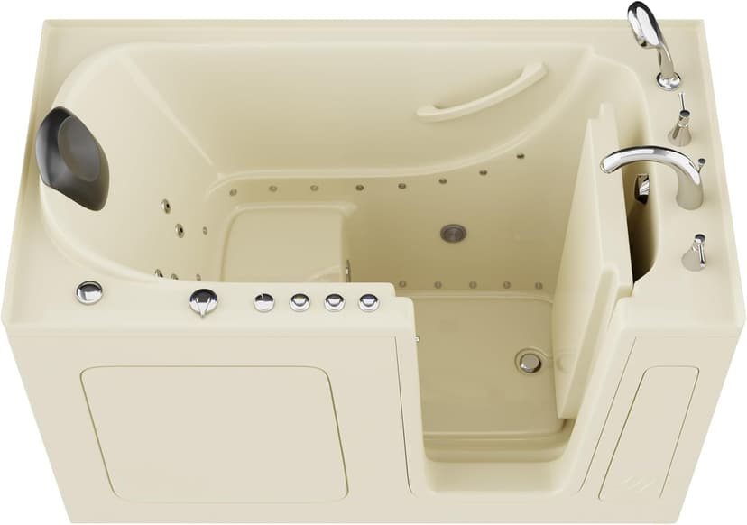 ANZZI Tubs Series Right Drain Quick Fill Walk-In Whirlpool and Air Tub with Powered Fast Drain in Biscuit Finish 32 in. x 60 in. | AMZ3260RBD