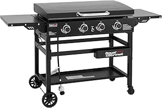 Royal Gourmet GB4000P 4 Burner Propane Gas Griddle with Hard Cover and Foldable Side Tables, 35-Inch Flat Top Grill with 766 Sq. In. Cooking Area for Backyard and Tailgating, Black
