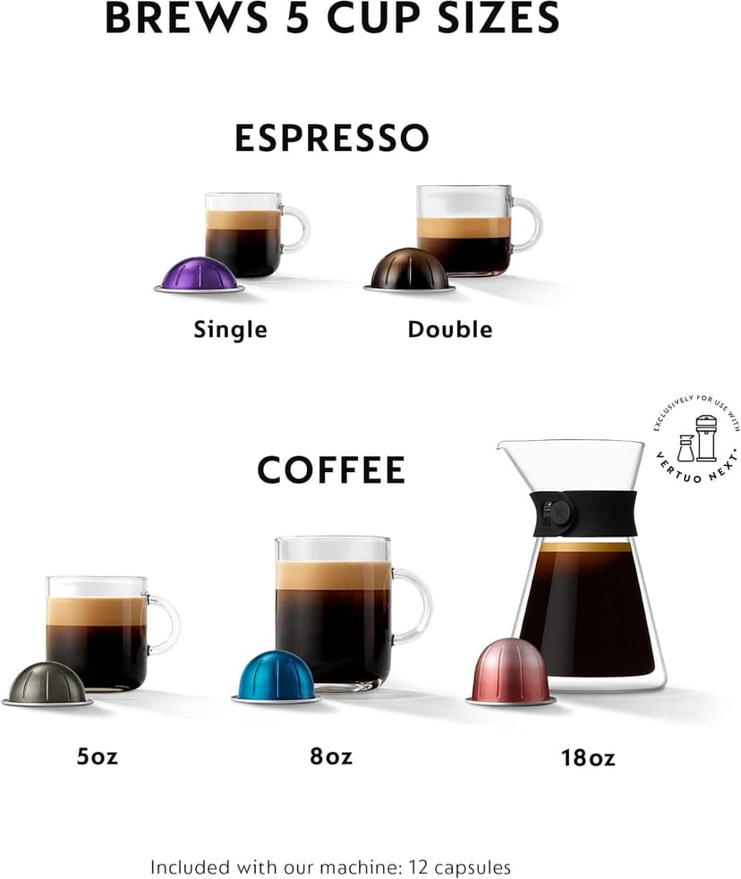 Nespresso Vertuo Next Deluxe Coffee and Espresso Maker by Breville with Aeroccino Milk Frother