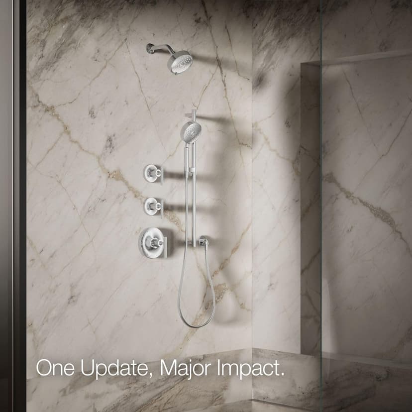 KOHLER 22170-CP Purist 2.5 GPM Multi Function Shower Head with MasterClean and Katalyst Air-Induction Spray Technology, Polished Chrome