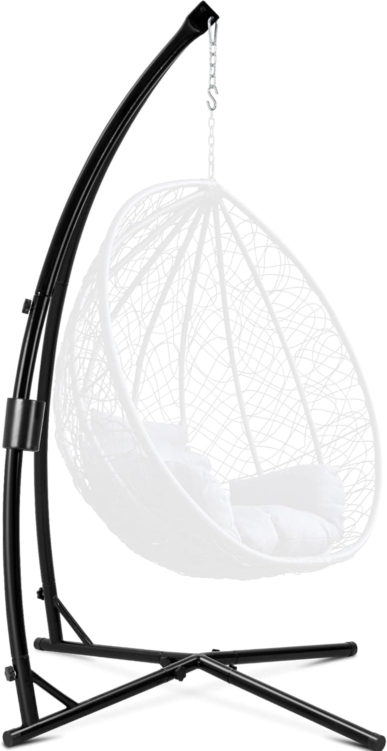 Hanging Hammock Chair Stand Swing Chair Stand for Indoor/Outdoor,C-Type Solid Steel Heavy Duty Hammock Chair Stand,Weight Capacity 440 Lbs Hanging Chair Stand Only Black AD333