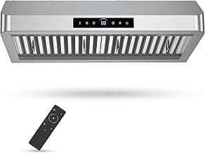 30 Inch Under Cabinet Range Hood with 1200CFM Powerful Suction,Stainless Steel Ducted Vent Hood with 4 Speeds,Smart Touch Panel, 3W LED Lights, Quiet Kitchen Exhaust Hood,18B-E30