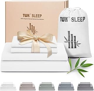 Luxury Sheet Set, Genuine 100% Organic Viscose Derived from Bamboo, Cooling & Breathable, Silky Soft, Bedding Sheets & Pillowcases(White, King)
