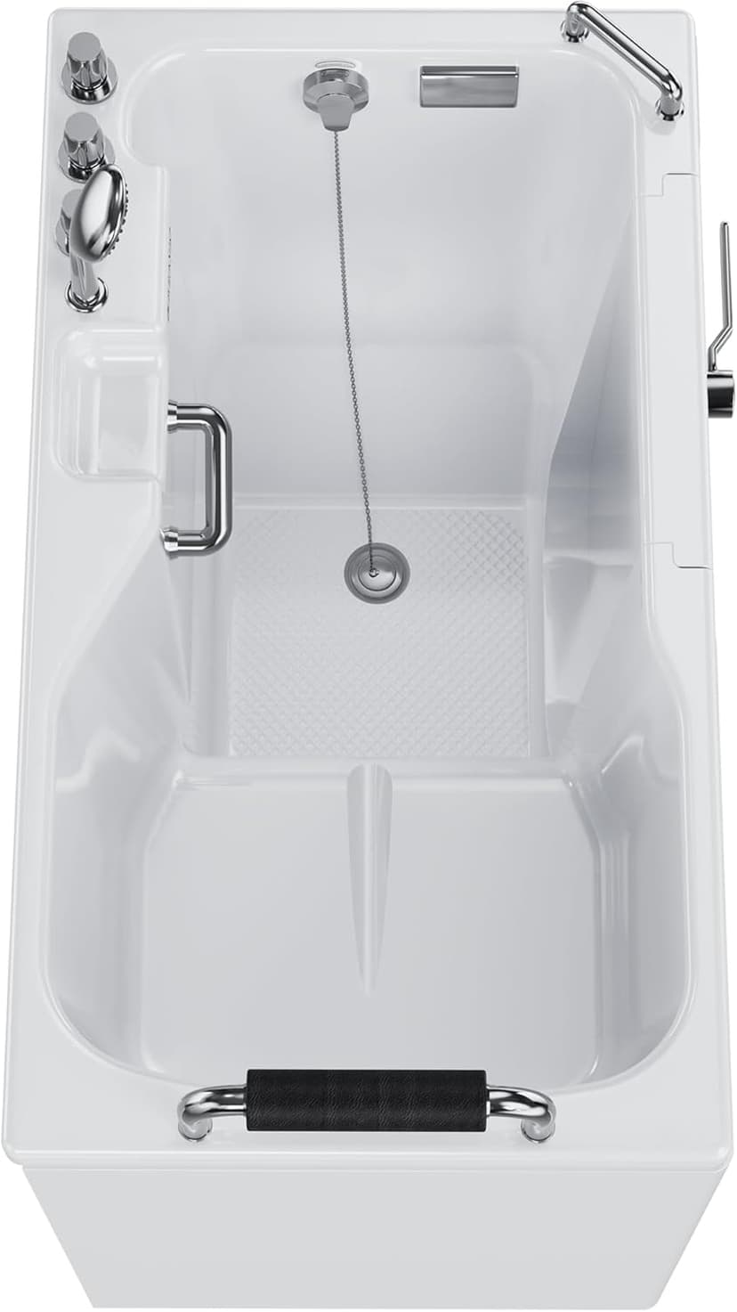 Empava Walk-In Tub, Japanese Soaking Bath, Right Outward Door, Low Threshold, Slip-Resistant, Built-in Seat, Fast Drain, Handrails, Easy Access for Seniors & Mobility-Impaired,54"
