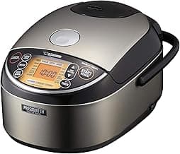 Zojirushi NP-NWC10XB 5.5-Cup Pressure Induction Heating Rice Cooker and Warmer (Stainless Black)