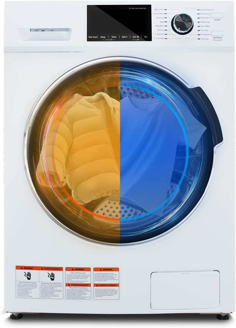 Washer and Dryer Combo, 3.1 cu.ft, Apartment Ventless All In One Washer Dryer,110V 24"W Large Capacity Front Load Washing Machine and Dryer, Compact Lavadora y Secadora 2 en 1 for RV Apartment Home