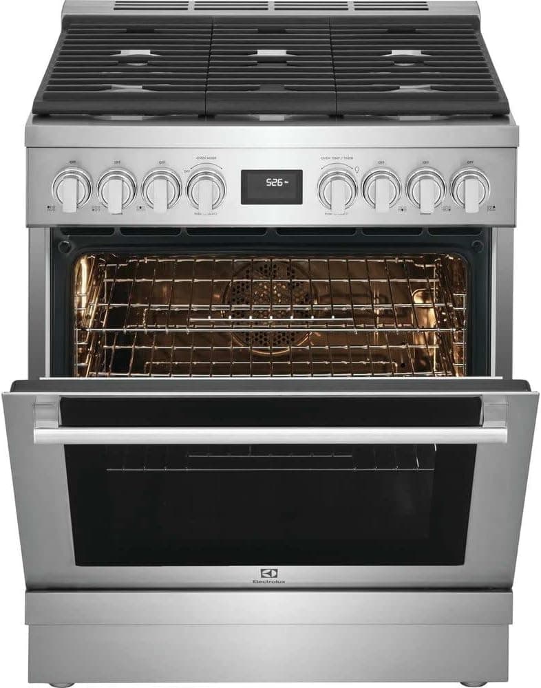 Electrolux ECFD3068A 30 Inch Wide 4.6 Cu. Ft. Free Standing Dual Fuel Range with Dual Brass Power Burners - Stainless Steel