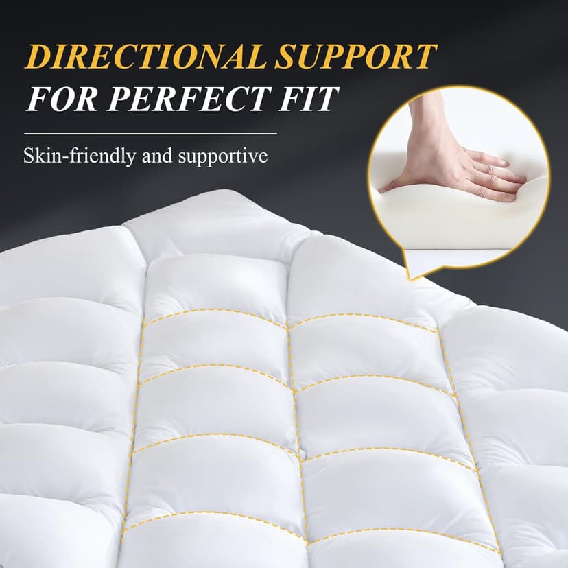 DOWNCOOL 3 Inch Queen Mattress, Ultra Thick and Fluffy Supportive Memory Foam Mattress Topper for Body Pain, Pad with Breathable Mesh Design for Deep Sleep, 80x60x3 Inches