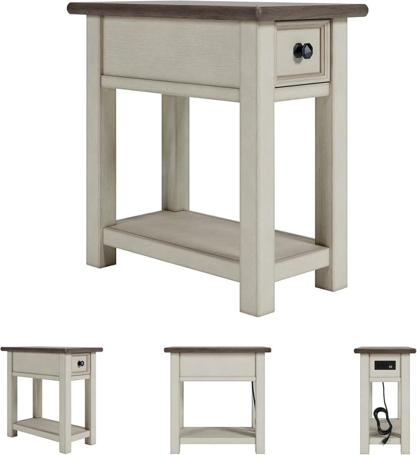 Signature Design by Ashley Bolanburg Farmhouse Chair Side End Table, Light Brown & Whitewash