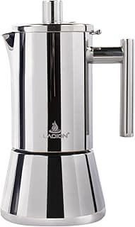 Stovetop Espresso Maker, 6Cup 10 oz Moka Pot, Stainless Steel Cuban and Italian Coffee Maker for Cafetera Cubana, Greca De Cafe Induction Stovetop Compatible, Coffee Gift for Home Travel