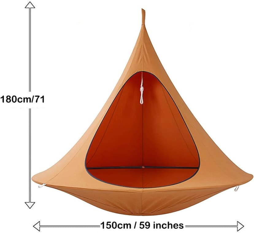 Hanging Cocoon Pod Chair, Indoor Outdoor Hammock Swing, Double Cacoon Hanging Chair - 440lb Capacity Indoor/Outdoor Hammock with 18ft Rope & Carabiner, Heavy-Duty Polyester Canvas (1.5m)