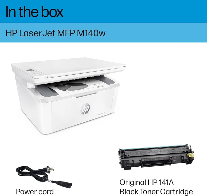 HP LaserJet MFP M140w Wireless Printer, Print, scan, copy, Fast speeds, Easy setup, Mobile printing, Best-for-small teams