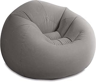 INTEX 68579EP Beanless Bag Inflatable Lounge Chair: Corduroy Textured Flocking – Durable Vinyl – Folds Compactly – 220lb Weight Capacity – 45" x 45" x 28"