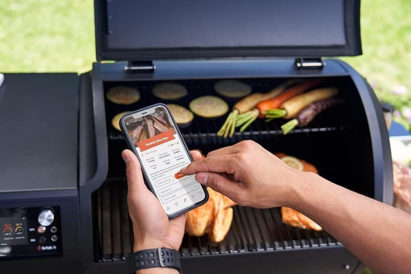 Origin-580 Wood Pellet Smoker Grill - A.I. Powered and WiFi Grill with PID controller, BBQ Grill 580 sq.in Cooking Area, Meat Probe, 8-in-1 Outdoor Smoker