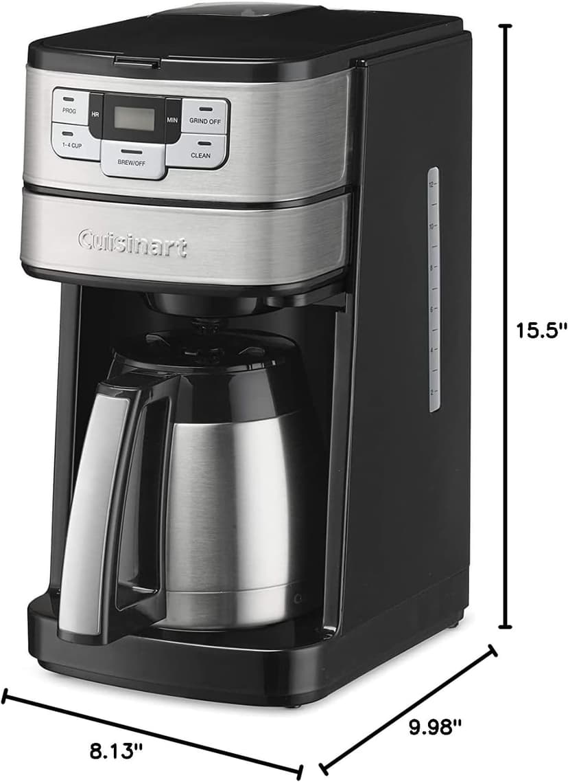 Cuisinart 10 Cup Coffee Maker with Grinder, Automatic Grind & Brew, Black/Silver, DGB-450NAS