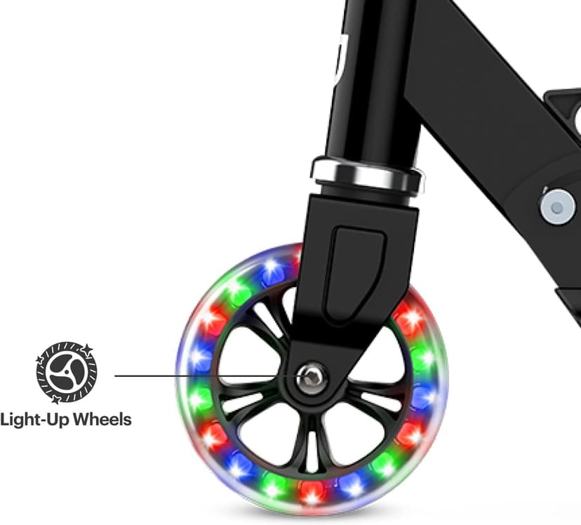 Jetson 2-Wheel Light-Up Kick Scooter, Light Up Deck and Wheels, Height Adjustable Handlebar, Rear Brake, Easy-Folding Mechanism, 4 or 6 inch wheels