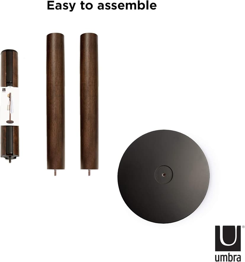 Umbra Flapper Coat Rack, Clothing Hanger, Umbrella Holder, and Hat Organizer, Great for Entryway, Black/Walnut (320361-048)