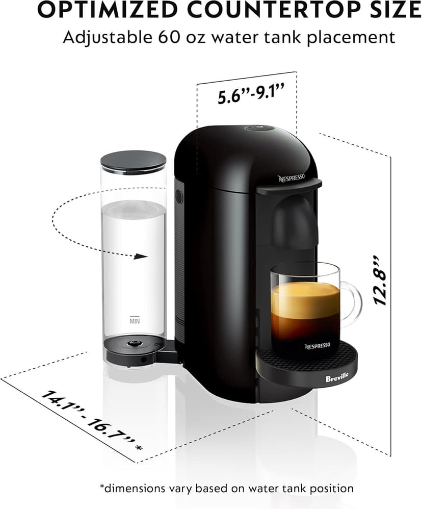 Nespresso Vertuo Plus Coffee and Espresso Maker by Breville, Ink Black