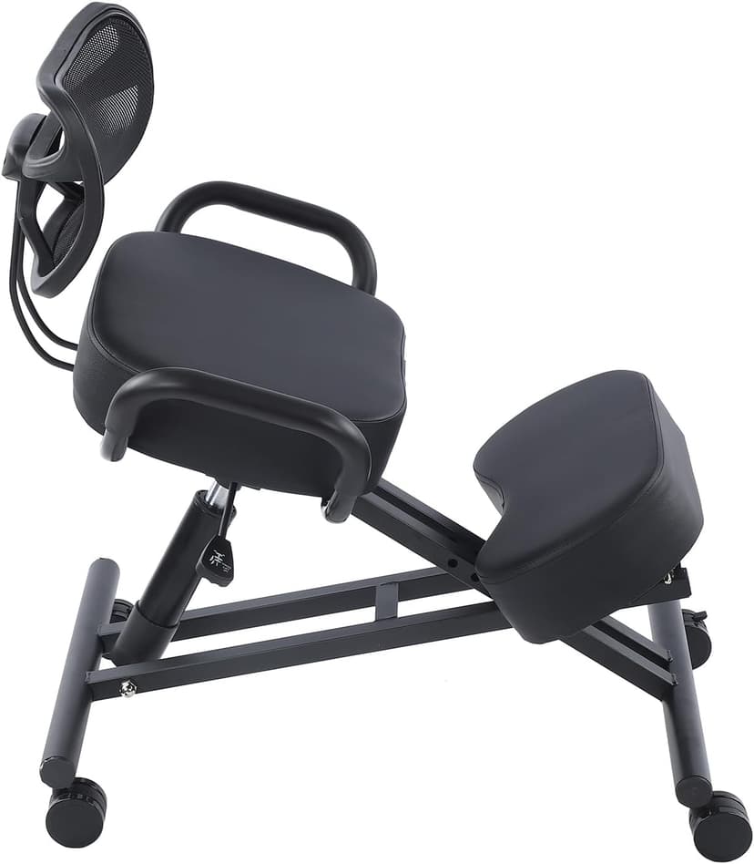 Ejoyous Kneeling Chair, Pneumatic Posture Correcting Knee Stool with Cushion Height Adjustable Rolling Orthopaedic Desk Stool for Banking Meeting Room Office Home Reception