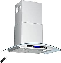 AROAN 30 inch Wall Mount Glass Range Hood, Stainless Steel Kitchen Chimney Vent Hood with 780 CFM & Four-Speed Touch Panel, 2pcs Adjustable LED, Tempered Glass Visor (PA03-30)