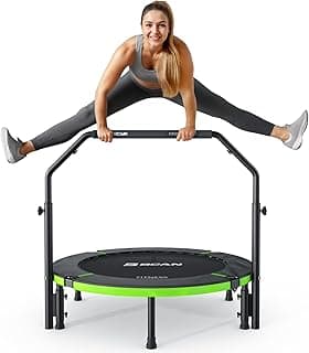 BCAN 40"/48" Foldable Mini Trampoline, Rebounder Trampoline for Adults, U/T Adjustable Foam Handle, Exercise Rebounder for Adults Indoor/Garden Workout, Max Load 330lbs/440lbs