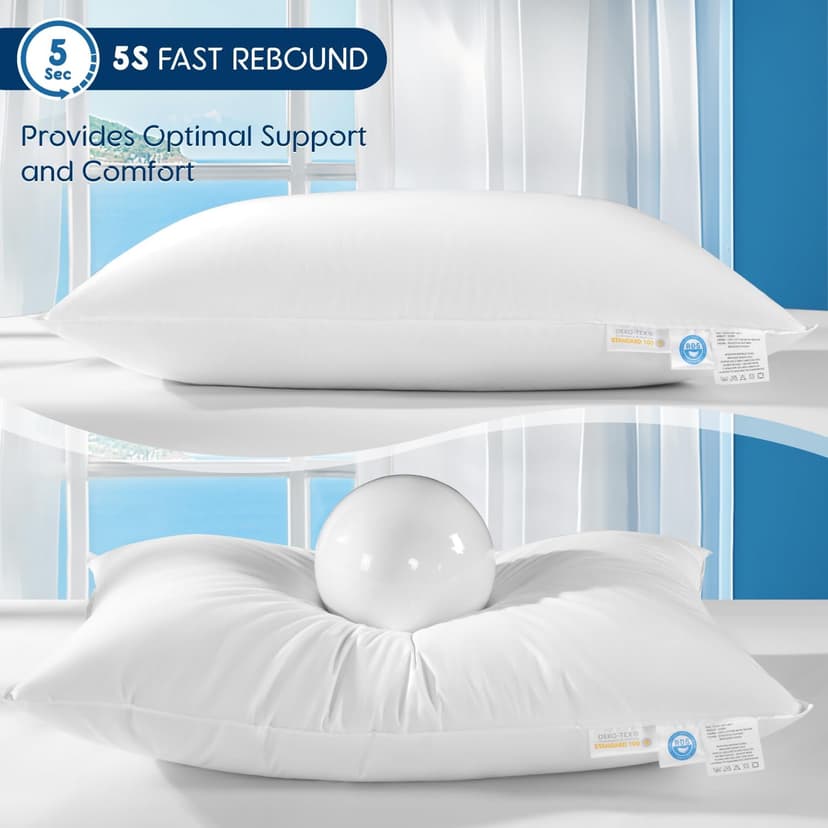 Luxury Canadian White Goose Down Pillow Queen Size - 900+ Fill Power, 800 Thread Count Cotton Shell, Soft Down Pillows for Sleeping, Hotel Pillow for Neck Pain Relief (1 Pack, 20"x30")