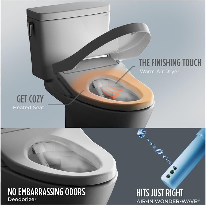 TOTO WASHLET+ Aquia IV One-Piece Elongated Dual Flush 1.28 & 0.9 GPF Toilet with Auto Flush S7A Contemporary Bidet Seat, Cotton White - MW6464736CEMFGNA#01