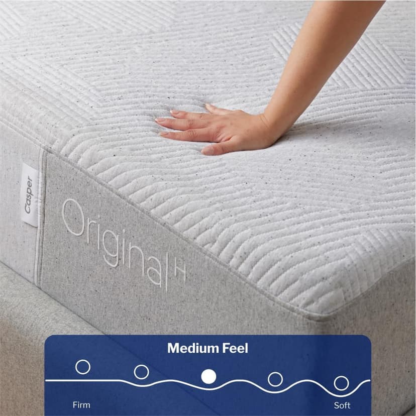 Casper Sleep Original Foam Hybrid, Twin Mattress - Medium Firm Memory Foam with Zoned SupportTM - 100-Night Trial - CertiPUR-US Mattress, Light Gray