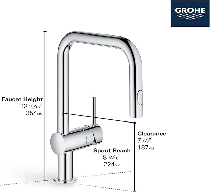 GROHE 32319003 Minta Pull-Down U Kitchen Faucet Chrome