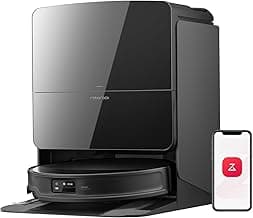 roborock Saros 10R Robot Vacuum and Mop, Powerful Suction, Zero-Tangling, 3.14’’ Ultra Slim, FlexiArm Riser Technology for Carpet & Floor, Corner & Edge Cleaning, Self-Emptying, Hot Air Drying, Black