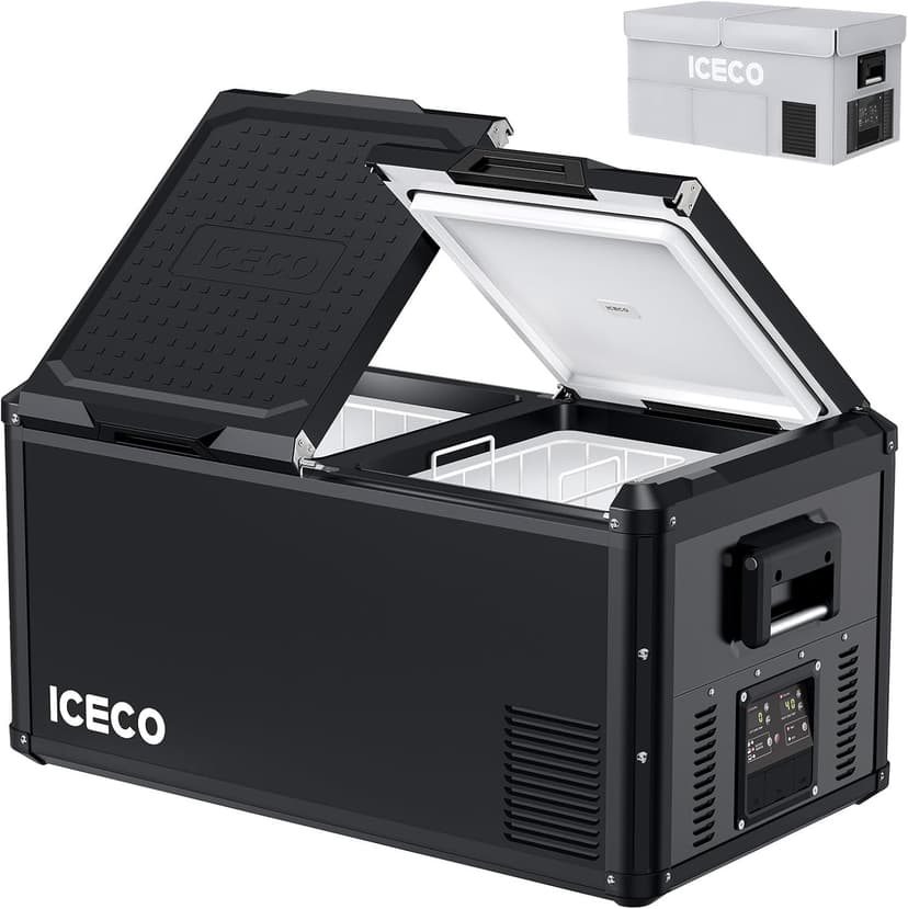 ICECO VL75ProD Portable Refrigerator, 12v Dual Zone Fridge Freezer with SECOP, 0°F to 50°F, 79Qt 12V Portable Freezer with Reversible Lid, Car Fridge portable AC/DC For Car, Camping |with Cover