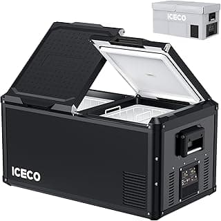 ICECO VL75ProD Portable Refrigerator, 12v Dual Zone Fridge Freezer with SECOP, 0°F to 50°F, 79Qt 12V Portable Freezer with Reversible Lid, Car Fridge portable AC/DC For Car, Camping |with Cover