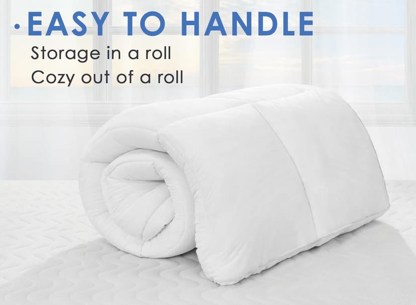 Marine Moon Mattress Topper King, Cooling Plush Pillow Top, Extra Thick Hotel Quality Down Alternative Filled, Softest Fluffy Mattress Toppers for Back Pain