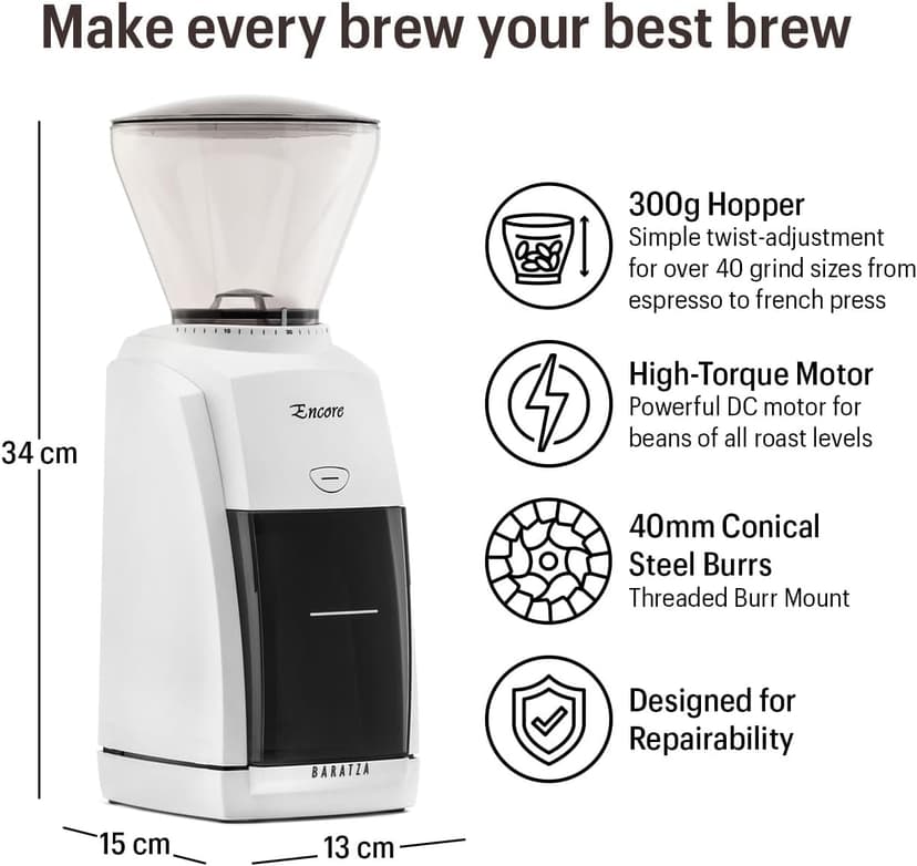 Baratza Encore Coffee Grinder ZCG484WHT, White